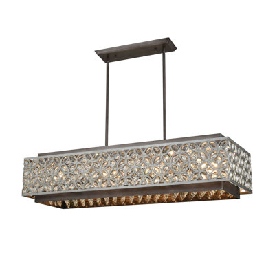 Lustre linéaire à 8 lumières de 40 po de large Rosslyn - Zinc vieilli