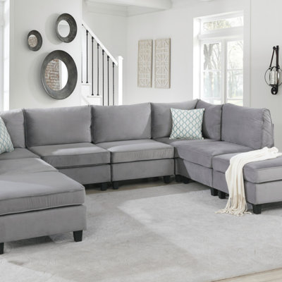 Canapé modulaire en velours 8 pièces