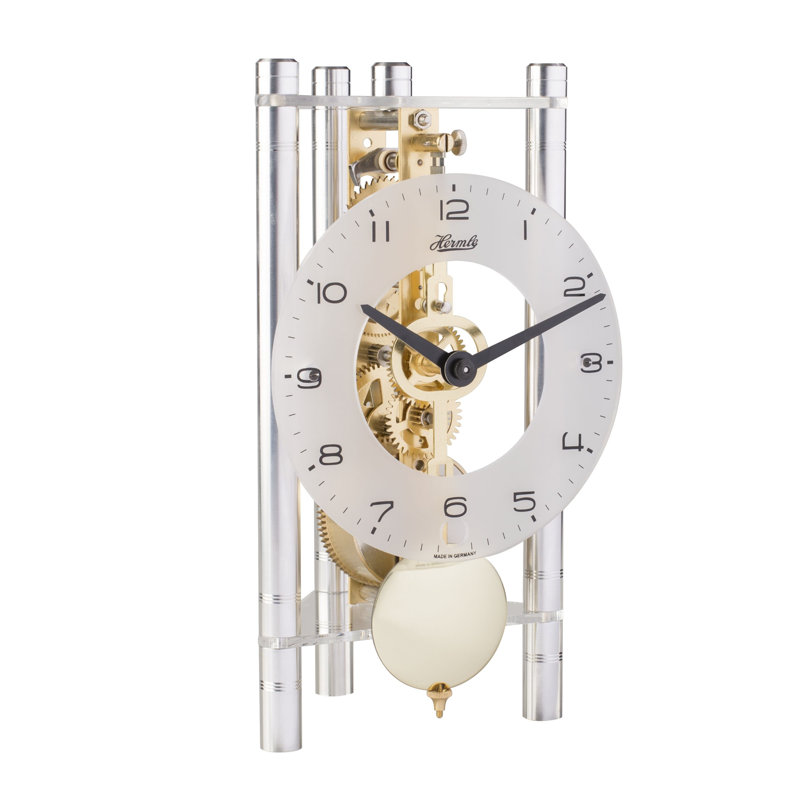 Roman Numeral Metal Mechanical Tabletop Clock, Silver/Gold
