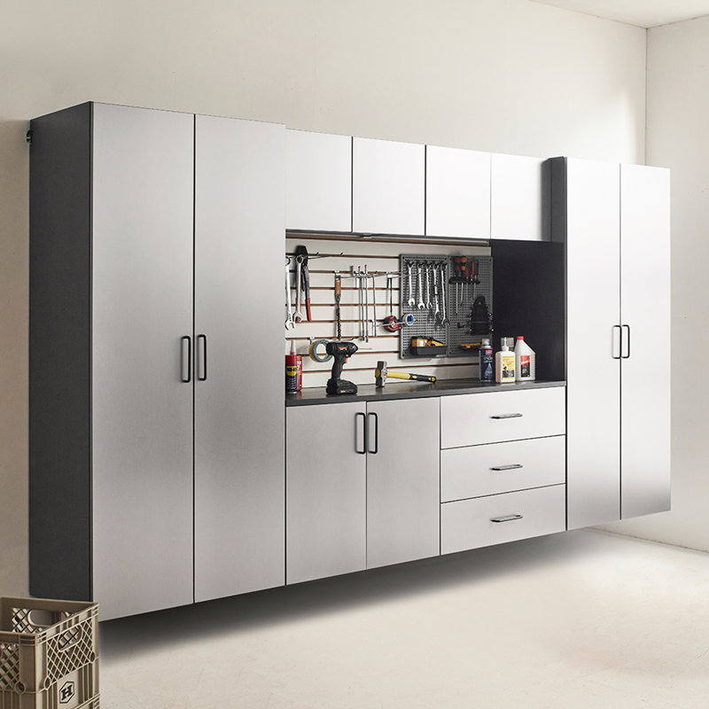 Armoire de rangement murale 31,61 po L, 79,94 po, P 21,94 po, design contemporain, finition gris métallique, fonction, eau et chaleur, scellage de bord 2 fois plus épais, panneau de qualité E0, tablette de rangement, robuste