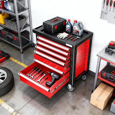 Armoire à outils roulante robuste à 7 tiroirs avec système de verrouillage 661 Lb Armoire à outils mobile pour garage, atelier, entrepôt?
