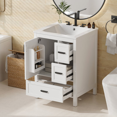 24" Bathroom Vanities, Freestanding Vanity with Single Sink