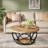 Round Coffee Table,80cm Round Wood Center Table, Farmhouse Large Circle Coffee Tables With 2-tier Storage