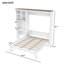 Grand lit escamotable avec bureau intégré et armoire de rangement multicouche, blanc