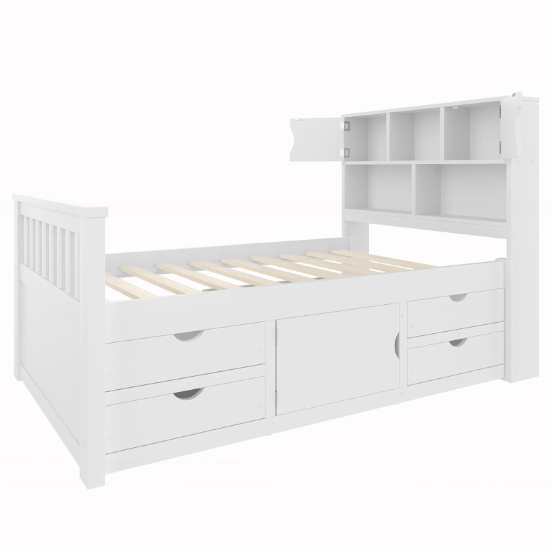 Base de lit plateforme simple avec rangement, Blanc