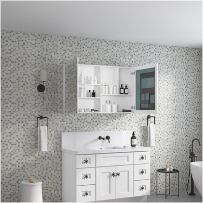 Pharmacie pour salle de bain à cadre sans cadre l 48 po x H 30 po