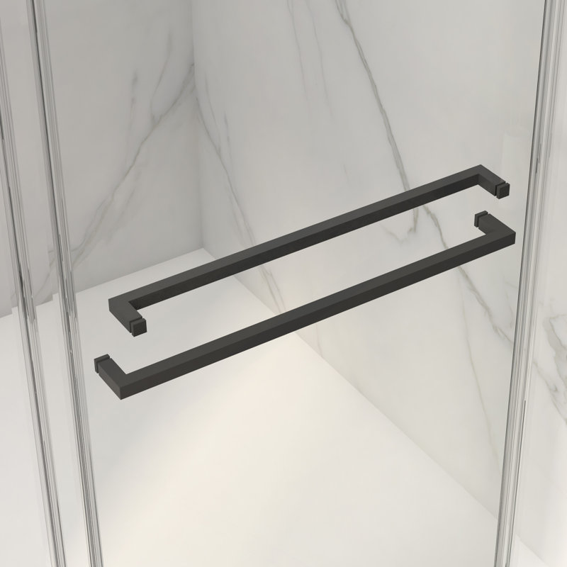 Frameless Double Sliding Shower Door,5/16" (8Mm) Thick SGCC Tempered Clear Glass,Double Side Easy Clean Coat, Matte Black