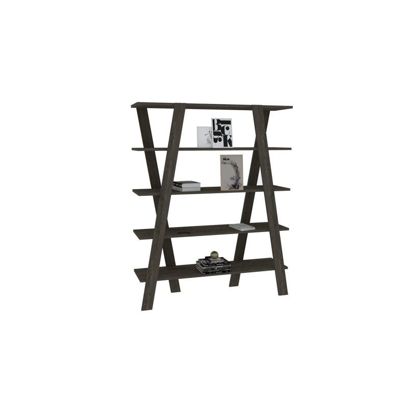 Scandinavian Style Bookshelf, Black, 47.2 x 59.1 x 9.8 inches | 100% Melamine Coated Particle Board, Thickness: 0.7 inches | Numerous Shelves for Additional Storage, Elegant Design for Modern Home & Office Décor