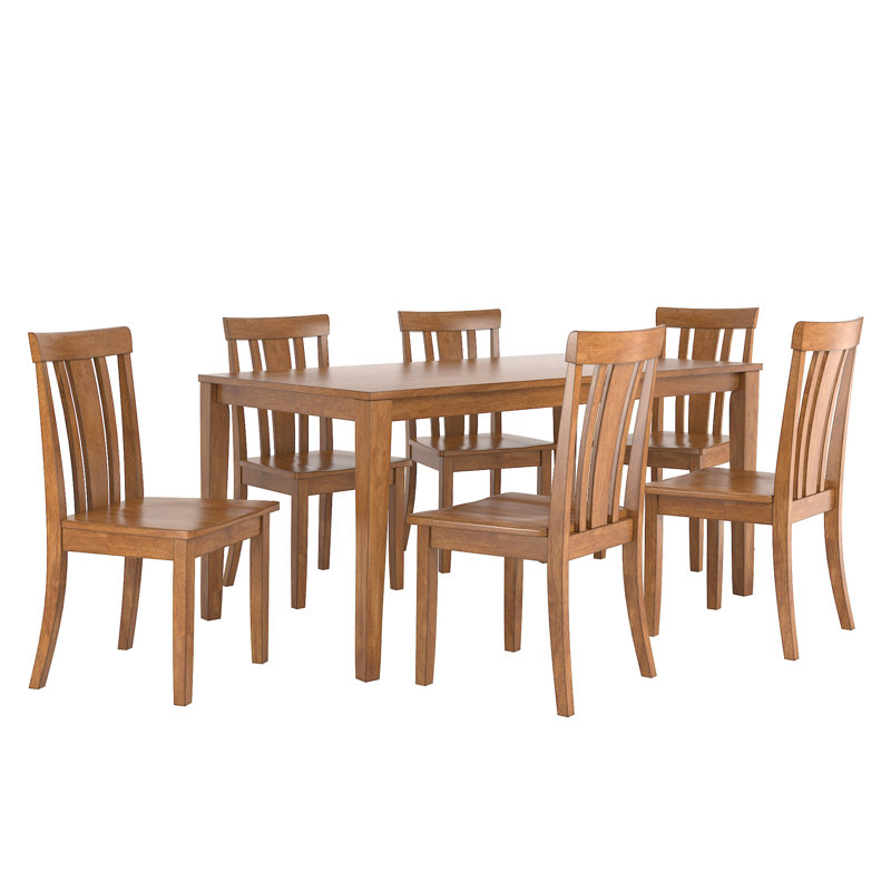 Alexa-Mae 6 - Person Solid Wood Top Four Leg Dining Set, Oak