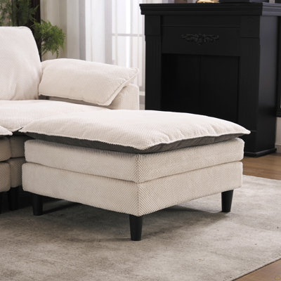 70.87" Black & White Two-Tone L Shaped Cloud Sofa, Modular Sectional with Ottoman, 2-Seat Chenille Deep Seat and Pillow – Perfect for Living Room, Bedroom, Apartment