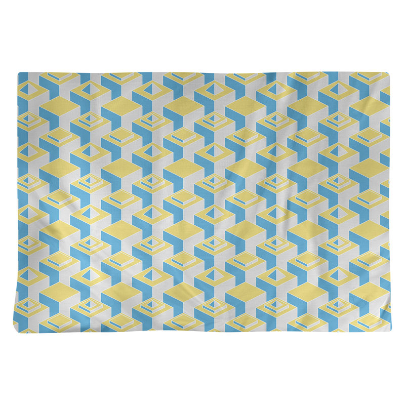 Napperon classique en coton 18 po Skyscraper, Bleu sarcelle/jaune, polyester