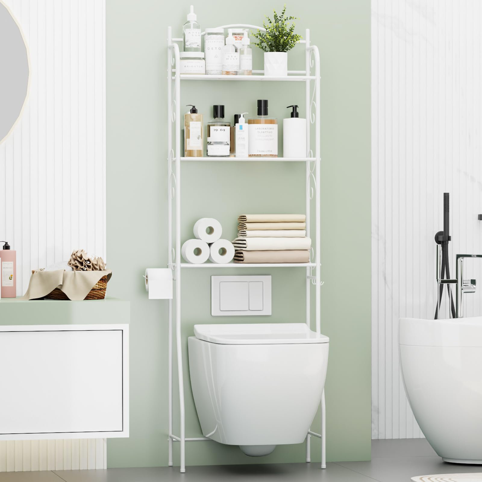 Red Barrel Studio® Over The Toilet Storage Shelf, 3-Tier Over Toilet ...