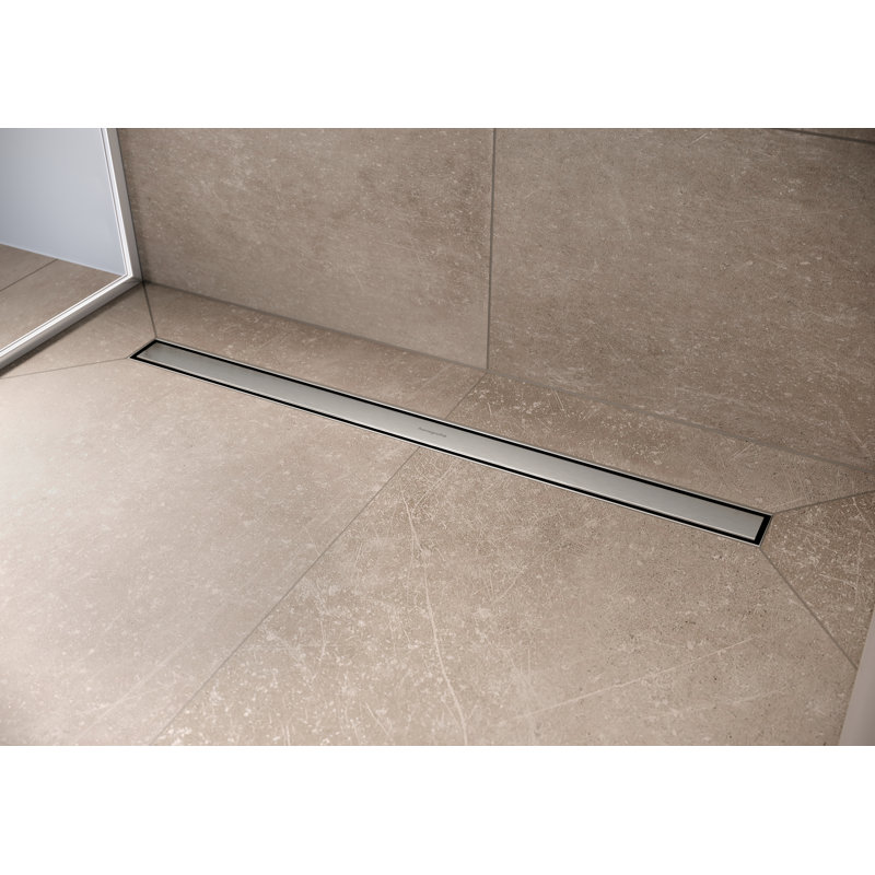 Hansgrohe RainDrain Match Trim Zero/ Tile 47 1/4" with Height Adjustable Frame, Brushed Stainless Steel