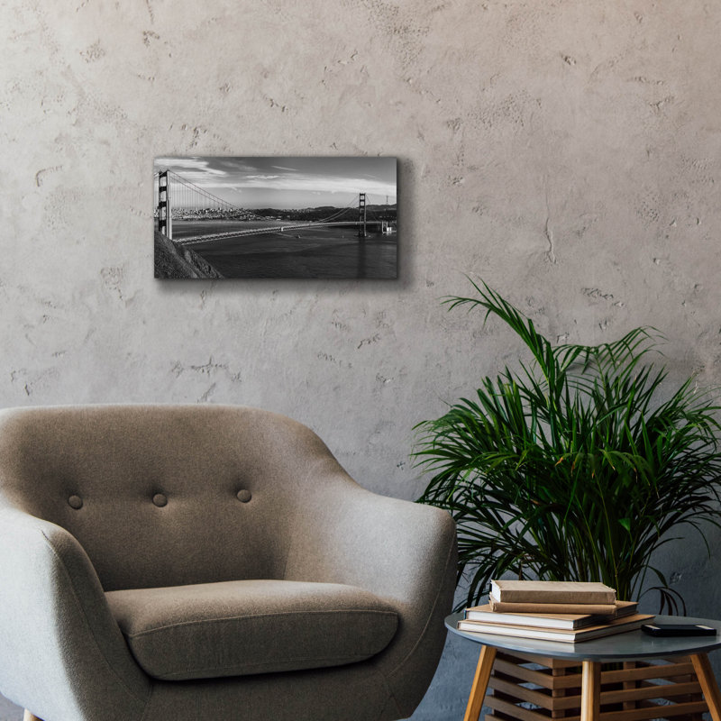 "Golden Gate Bridge Bw" par Epic Portfolio, H 12 po x l 24 po x P 0,75 po