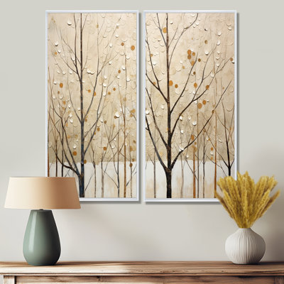 Harmonous arbre beige art II - grands arbres, art mural