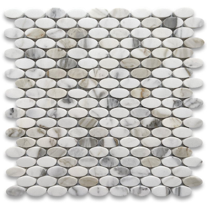 Calacatta 12" x 12" Marble Mosaic Tile, White/Gray