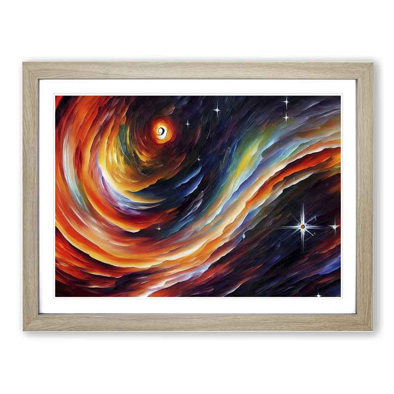 XH1022-10309X Wonderful Galaxy Abstract - Single Picture Frame Print, 34cm H x 46cm W x 2cm D, Oak Framed