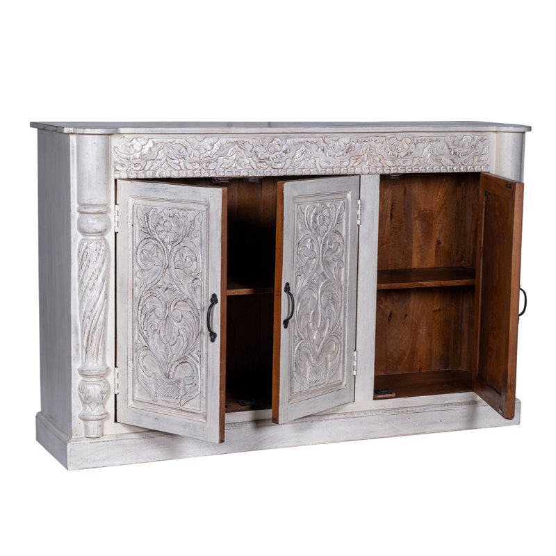 Buffet 3 portes Bungalow Rose Ivory White, White Washed