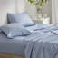 Ensemble de couette à motif floral bleu, taille California King, en polyester 6 pièces avec draps.