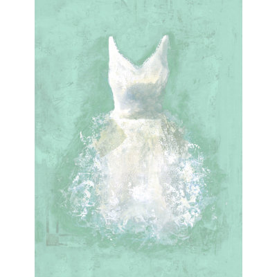 " Frothy White Dress On Mint " Painting Print