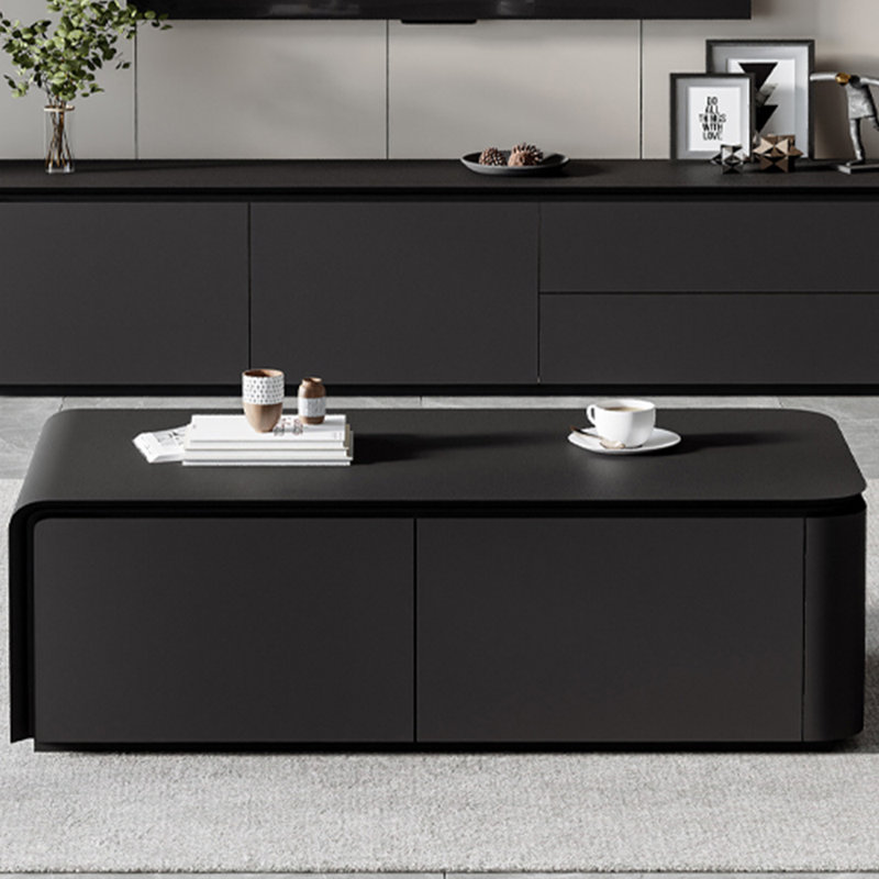 Table basse multifonctionnelle avec rangement ouvert, H 15,75 po x L 51,18 po x l 27,56 po, Noir, noir, noir, noir