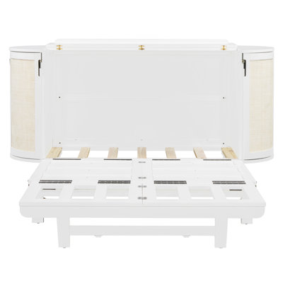 Space-saving Full Murphy Bed With Hidden Storage And Modern Woven Design