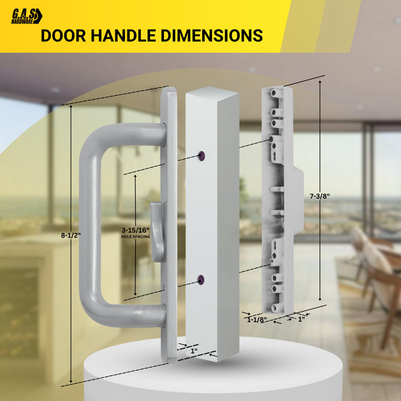 Ensemble de poignées pour portes de patio coulissantes en verre, Gris