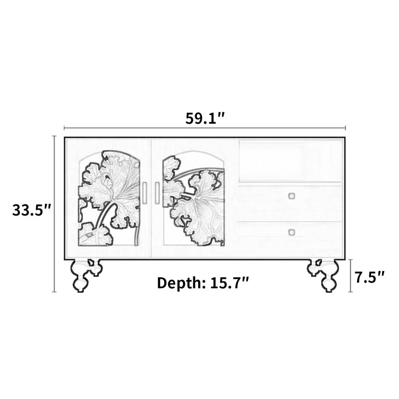 European multifunction light luxury sideboard, White
