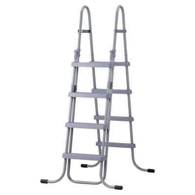 Above Ground Pool Ladder, 4-Step Steel A-Frame Swimming Pool Stairs for 52 in High Wall, 300 lbs Capacity Entry/Exit Steps with Secure Non-Slip Sturdy Wide Step, Easy Setup Outdoor, Gray