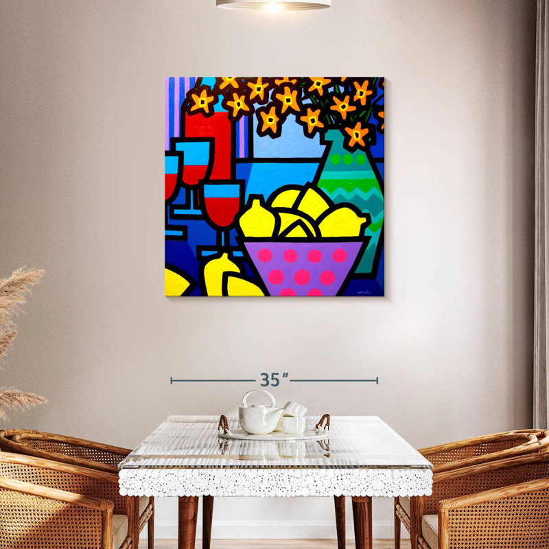 Yarlin Wine Lemons And Flowers, 36" H x 36" W