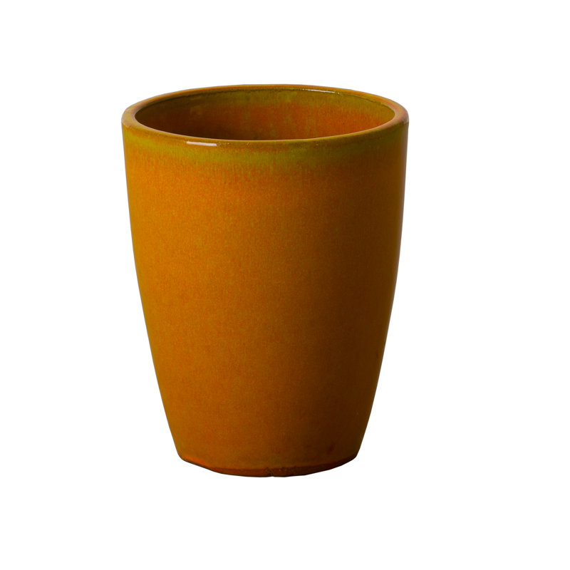 Handmade Ceramic Planter, 14" H x 11.5" W x 11.5" D, Burnt Orange