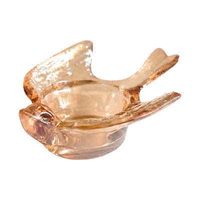 Décoration de table porte-bougie transparente petits oiseaux en verre