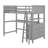 Twin Size Loft Bed With Desk And Drawers, Wooden Loft Bed With Shelves-674470623