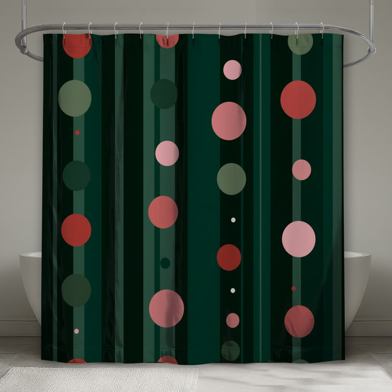 Rideau de douche à pois - Motif de décor de salle de bain moderne, L 70 po x H 84 po