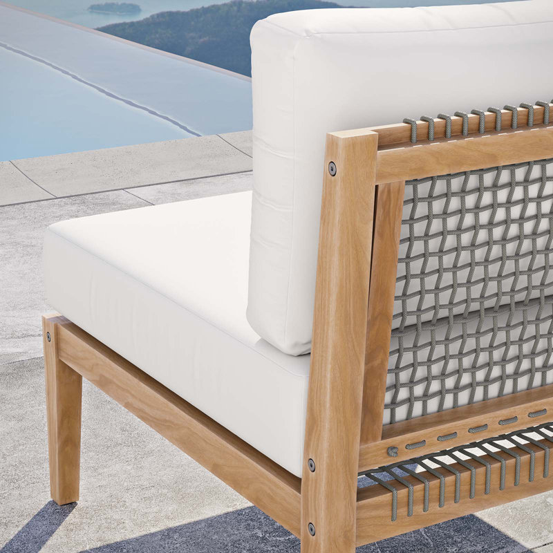 Chaise de terrasse en bois de teck pour l'extérieur Clearwater par Modway, Blanc