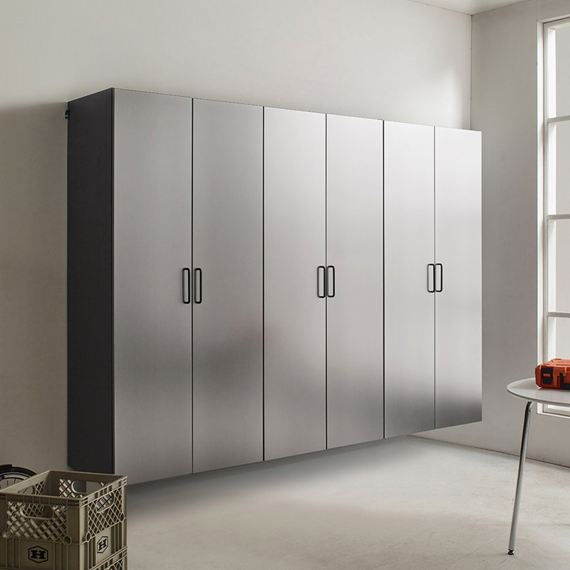 Contemporary Style, 95.16 In. Wide, Garage Cabinet D (3), Metallic Grey Finish, Feature, Water And Heat Resistance, 2x Thicker Edge, E0-grade , Shelf Device, Heavy-duty Metal Bracket 96 W (3) In -