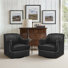 Genuine Leather Swivel Barrel Chairs