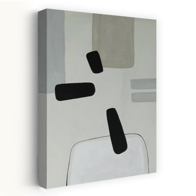 Floating Minimalist Shapes Abstract Contemporary Elegant Wall Art Print by Renate Holzner - Wrapped Canvas Print