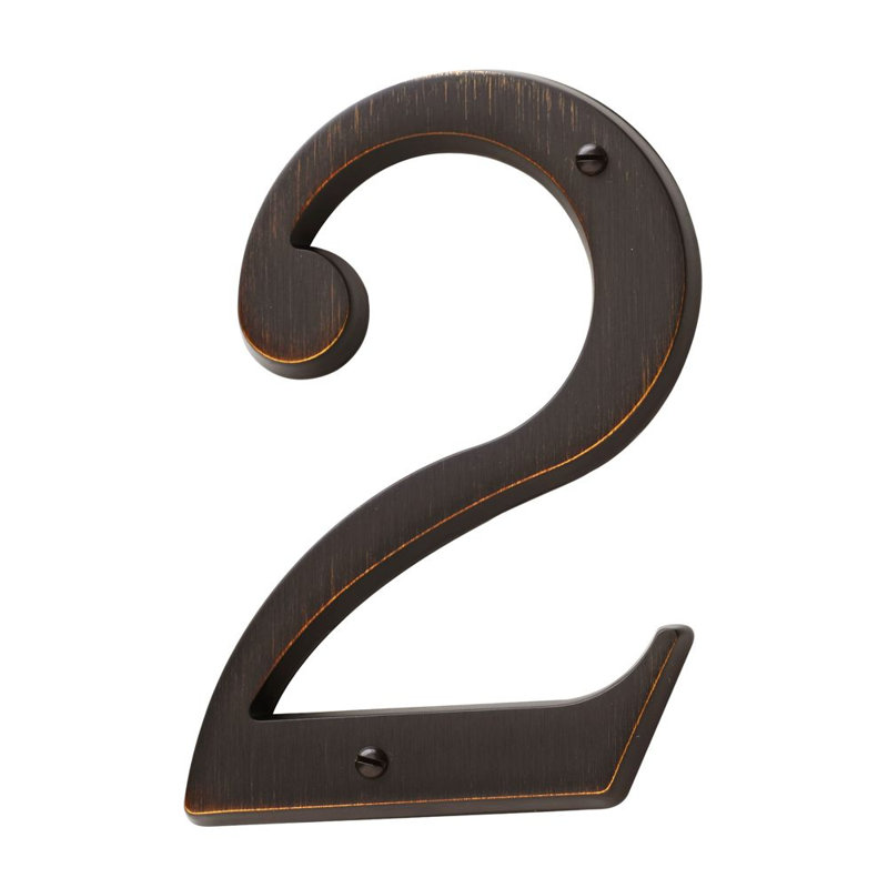 4.75" H Brass House Number, Venetian Bronze, 2