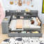 Three Drawers Daybed with USB Ports, Desk and Shelves-1923421962-1923421963