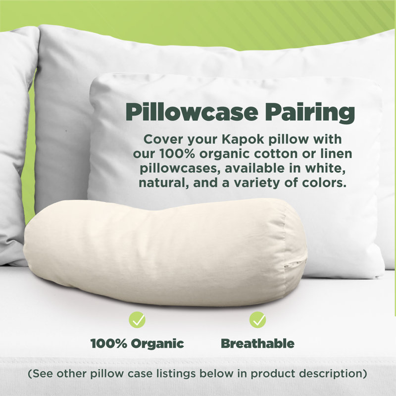 Coussin en coton biologique, 6 x 16 oreiller SEULEMENT, Bourre Kapok