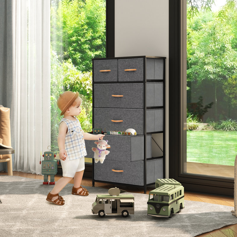 Commode à 6 tiroirs en métal 23,2 po Jauier, gris