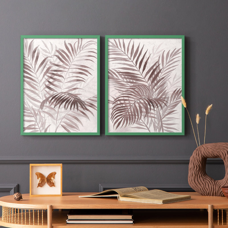 Impression sur toile I-Premium Inversed Island Palms - prête à être accrochée - aucun clou requis - aucun clou requis, Gris