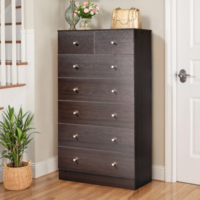 Large 7-Drawer Dresser For Bedroom And Chest Of Drawers With Sturdy Construction Wood Storage Organizer For Closet Winston Porter Color: Brown Large 7-Drawer Dresser For Bedroom And Chest Of Drawers With Sturdy Construction Wood Storage Organizer For Closet Winston Porter Color: Brown