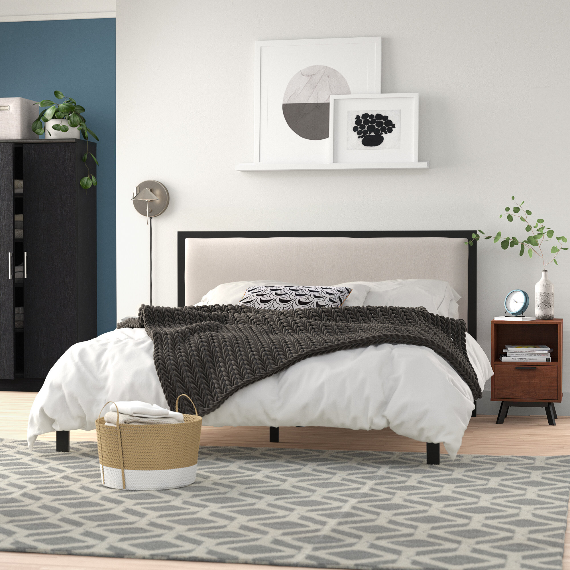 Zipcode Design™ Aquavia Metal Platform Bed Frame with Upholstered