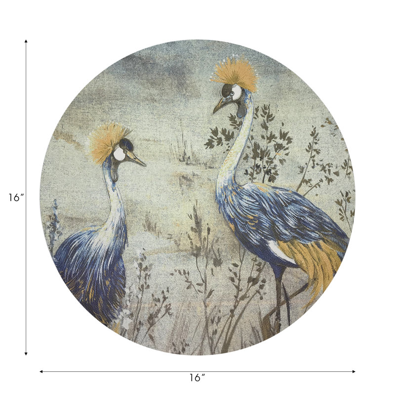 Crested Crane Pebble 16" Vinyl Placemat, Wheat/Blue