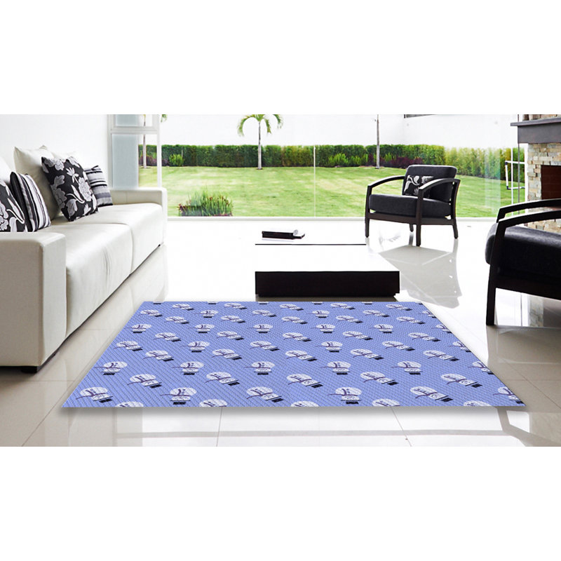 Tapis carré bleu tissé à la machine 6 pi x 6 pi