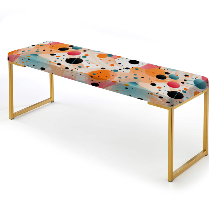 Banc rembourré Fashion, White/Orange/Blue Modern Fusion Polka Dots
