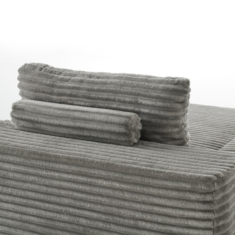 Upholstered Chaise Lounge, Light Grey
