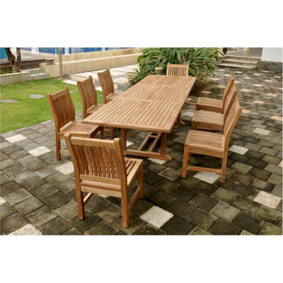 Farnam 8 - Person Teak Wood Patio Dining Set with Extendable Rectangular Table